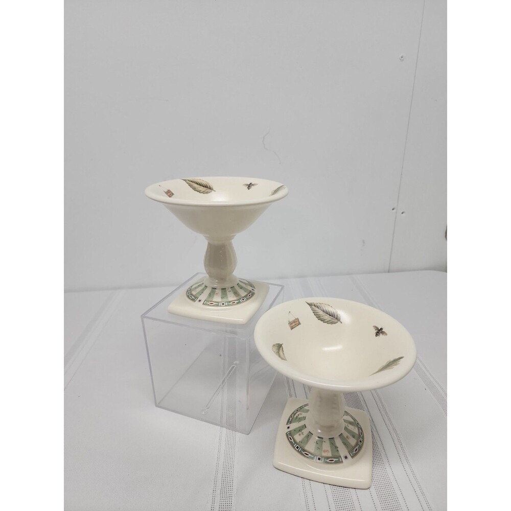 Pfaltzgraff Naturewood~Votive Holder/Candy Dish Set Of 2Cottagecore Retired 1999